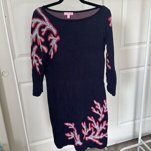 Lilly Pulitzer navy coral sweater dress